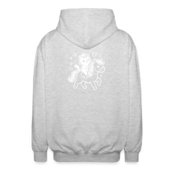 Kawaii Katze auf Pferd - Unisex Kapuzenjacke - Hellgrau meliert - Hinten - AI Model Male 185 light (185cm)