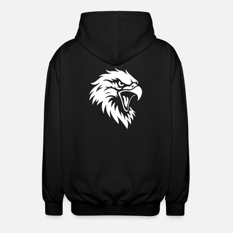 Wütender Adlerkopf – Tattoo Style - Unisex Kapuzenjacke - Schwarz