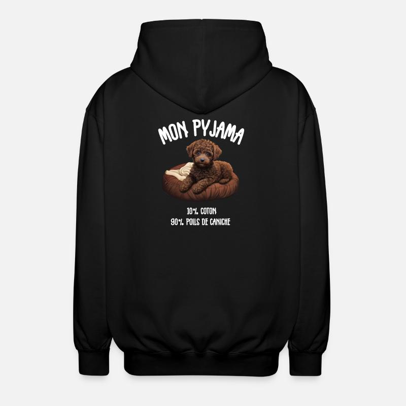 Pyjama Chien Caniche Humour - Veste à capuche unisexe - noir