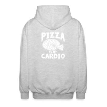 Pizza Cardio - Veste à capuche unisexe - gris clair chiné - Dos - AI Model Male 185 light (185cm)