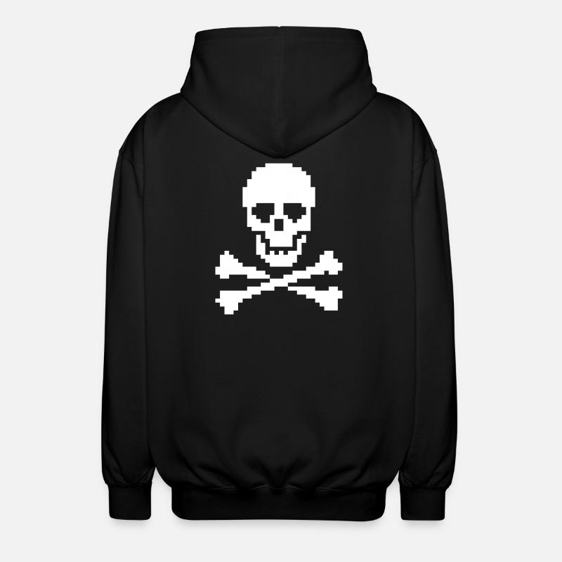 Pixel Skull Crossbones - Unisex Hooded Jacket - black