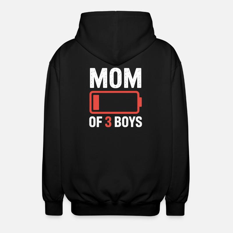 Mutter von 3 Jungen Batterie - Unisex Kapuzenjacke - Schwarz