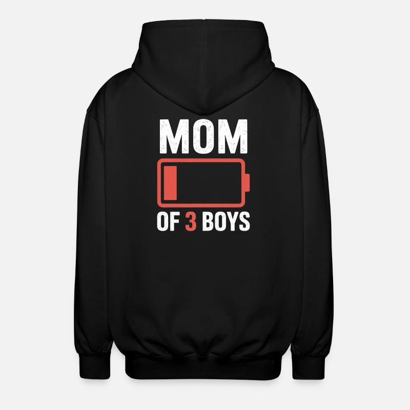Mutter von 3 Jungen Batterie - Unisex Kapuzenjacke - Schwarz