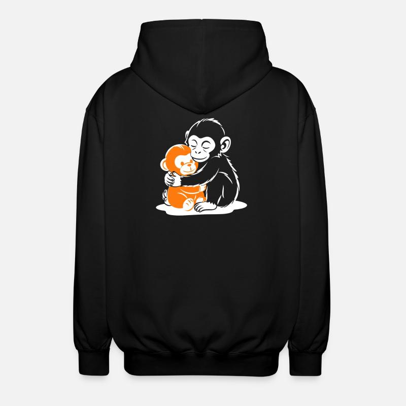 Umarmendes Affen-Duo - Unisex Kapuzenjacke - Schwarz