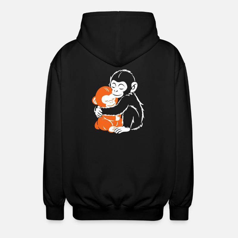 Hugging Monkeys Cozy Embrace - Unisex Hooded Jacket - black