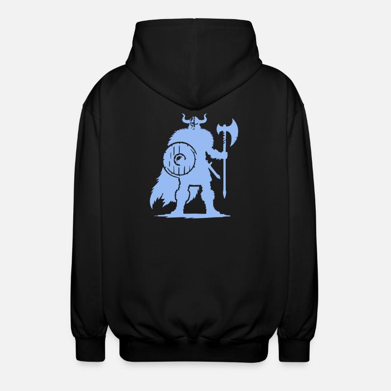 Wikinger Krieger mit Axt und Schild - Unisex Kapuzenjacke - Schwarz