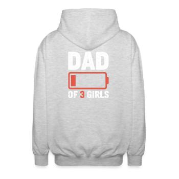 Dad of 3 Girls Battery Icon - Unisex Hooded Jacket - light heather grey - Back - AI Model Male 185 light (185cm)