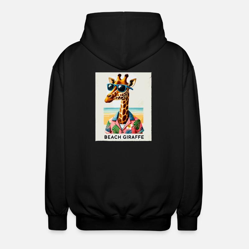 Beach Giraffe with Sunglasses - Unisex Hooded Jacket - black