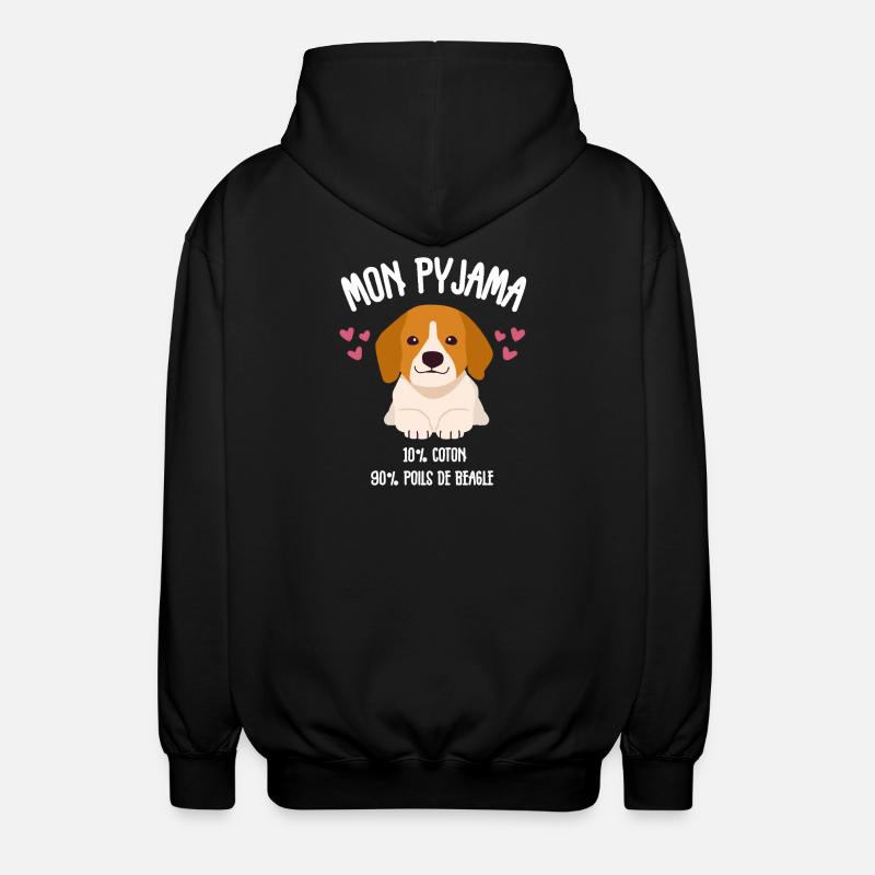 Pyjama Chien Beagle Humour - Veste à capuche unisexe - noir
