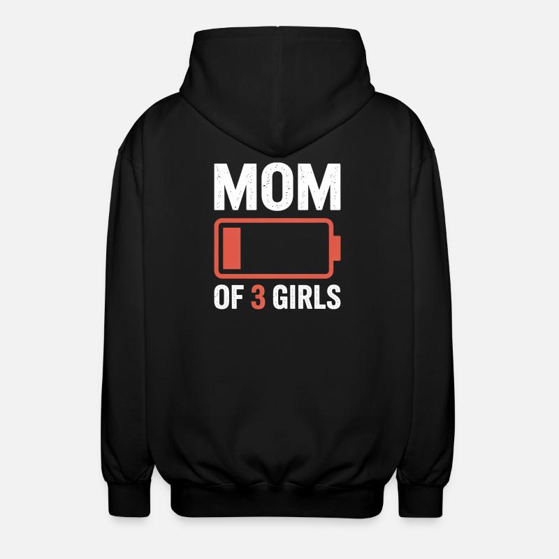Mutter von 3 Mädchen Batterie-Tee - Unisex Kapuzenjacke - Schwarz