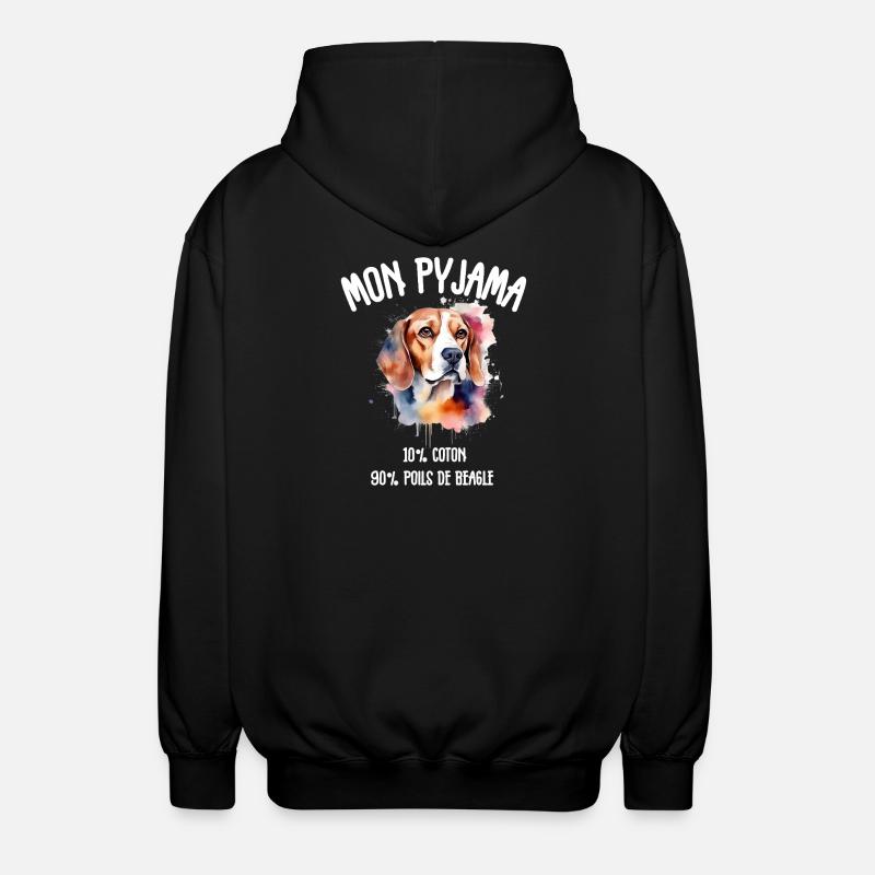 Pyjama Chien Beagle Humour - Veste à capuche unisexe - noir