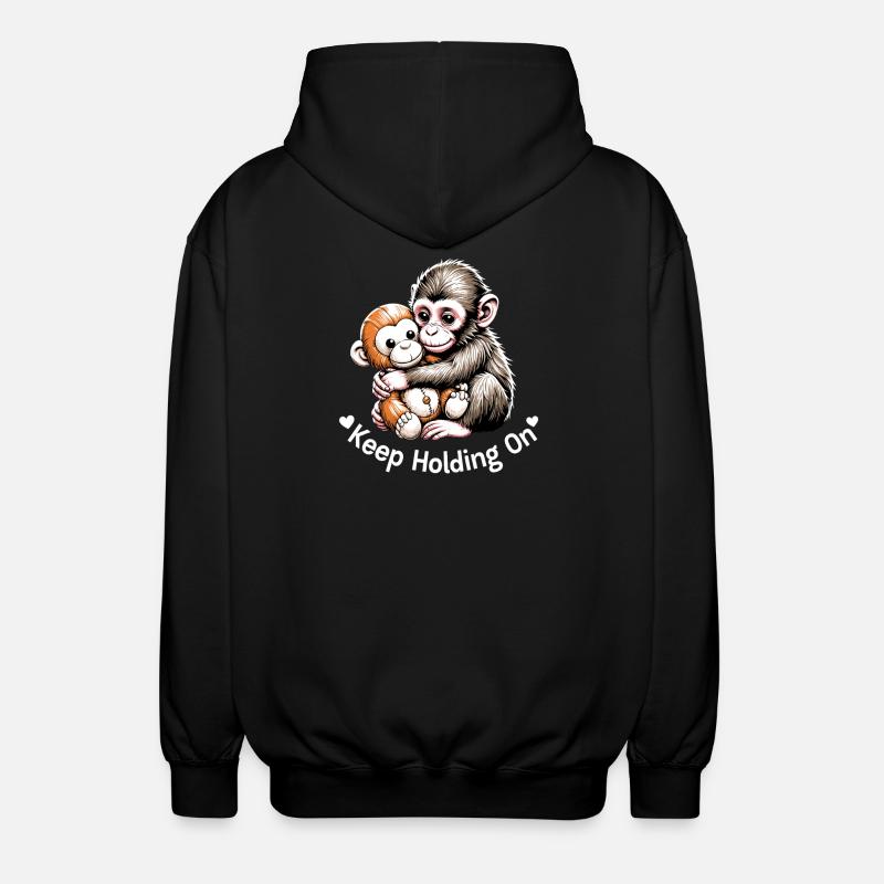 Siehe Affen-Umarmung Illustration - Unisex Kapuzenjacke - Schwarz