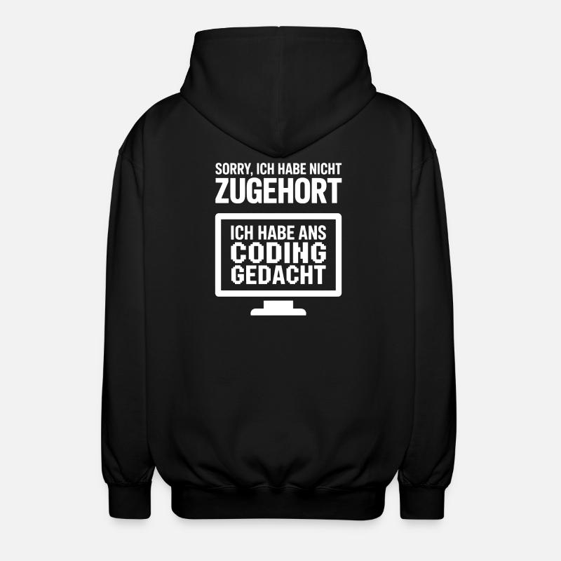 Coding Thought Saying - Unisex Hooded Jacket - black