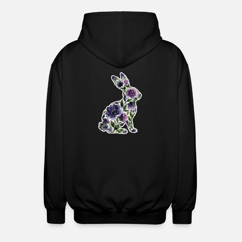 Fleurs en forme de lapin - Veste à capuche unisexe - noir