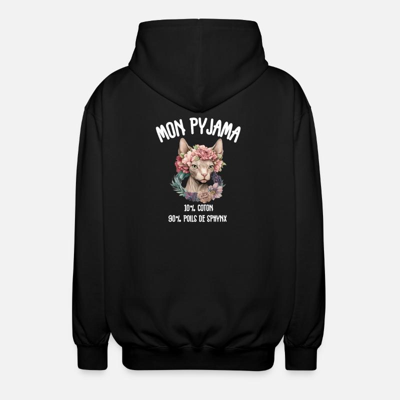 Pyjama Chat Sphynx Humour - Veste à capuche unisexe - noir