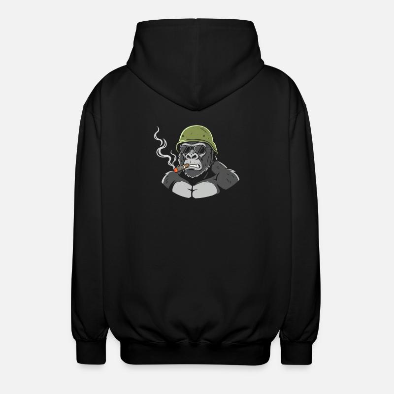 Gorilla Commando mit Zigarre - Unisex Kapuzenjacke - Schwarz