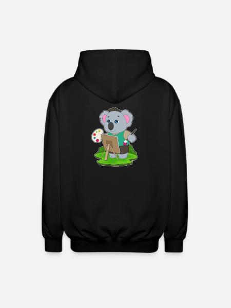 Koala Painter Brush Painting - Unisex Hooded Jacket - black