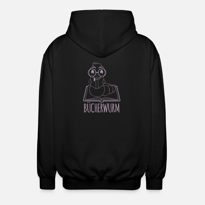 Bücherwurm Silhouette Minimalistisch Nerd - Unisex Kapuzenjacke - Schwarz