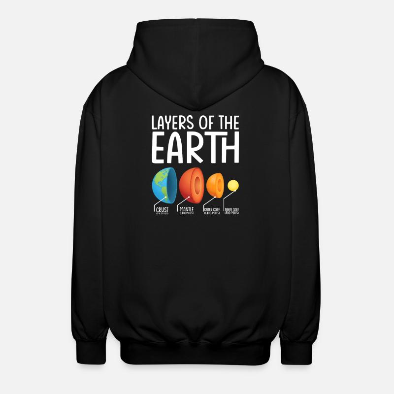 Earth Layers Exploded Diagram - Unisex Hooded Jacket - black