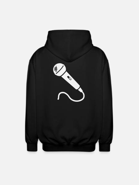Microphone Karaoke Musician Singer Microphone Singing - Unisex Hooded Jacket - black