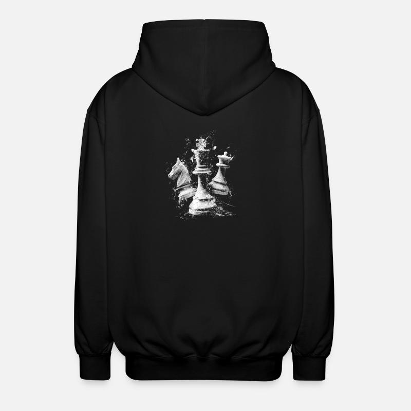 Chess Pieces Explosion Design Dynamic Board - Unisex Hooded Jacket - black