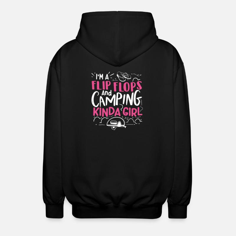 Flip-Flops-Camping-Mädchen - Unisex Kapuzenjacke - Schwarz