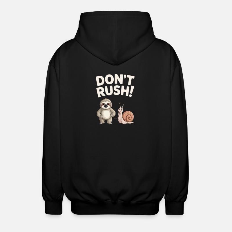 Sloth and Snail Don't rush - Unisex Hooded Jacket - black