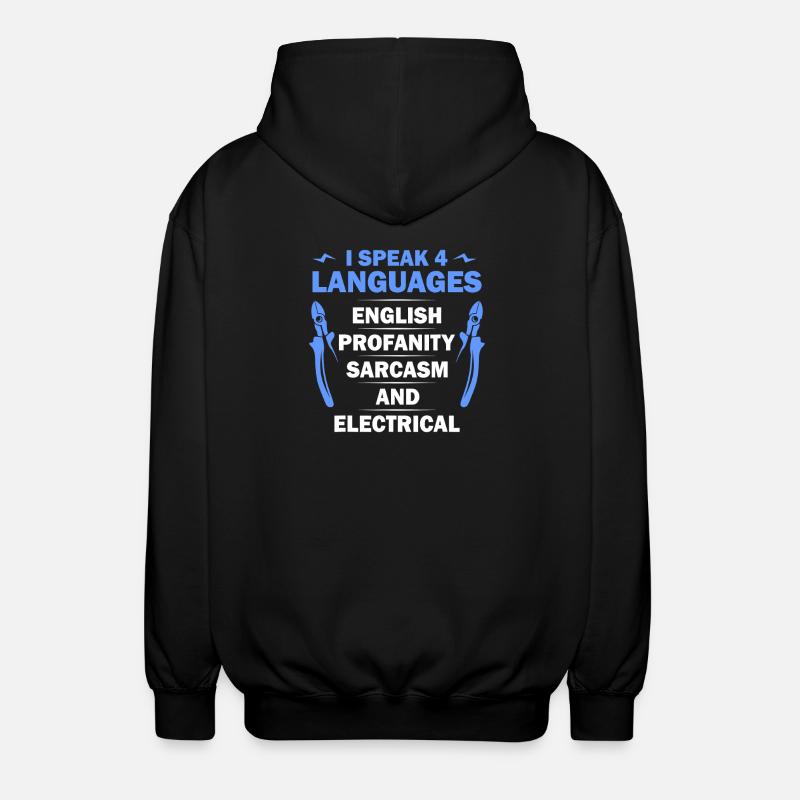 Languages, Sarcasm & Electrical Tee - Unisex Hooded Jacket - black