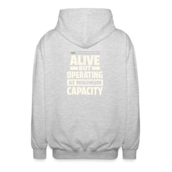 Ausgebrannter Millennial, Müder Erwachsener, - Unisex Kapuzenjacke - Hellgrau meliert - Hinten - AI Model Male 185 light (185cm)