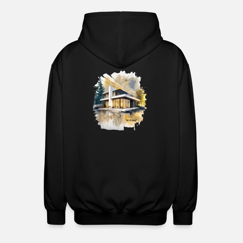 Villa moderne aquarelle - Veste à capuche unisexe - noir