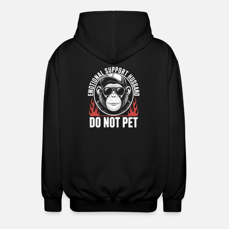 Emotional Support Husband Monkey - Unisex Hooded Jacket - black