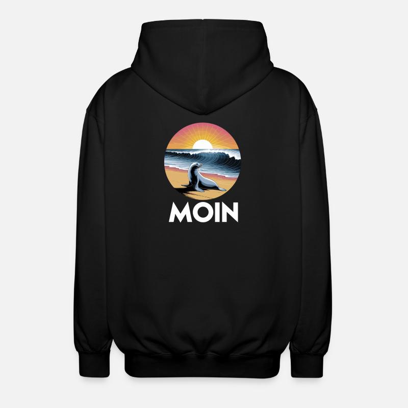 Hello Seal Beach Wave Sunrise - Unisex Hooded Jacket - black
