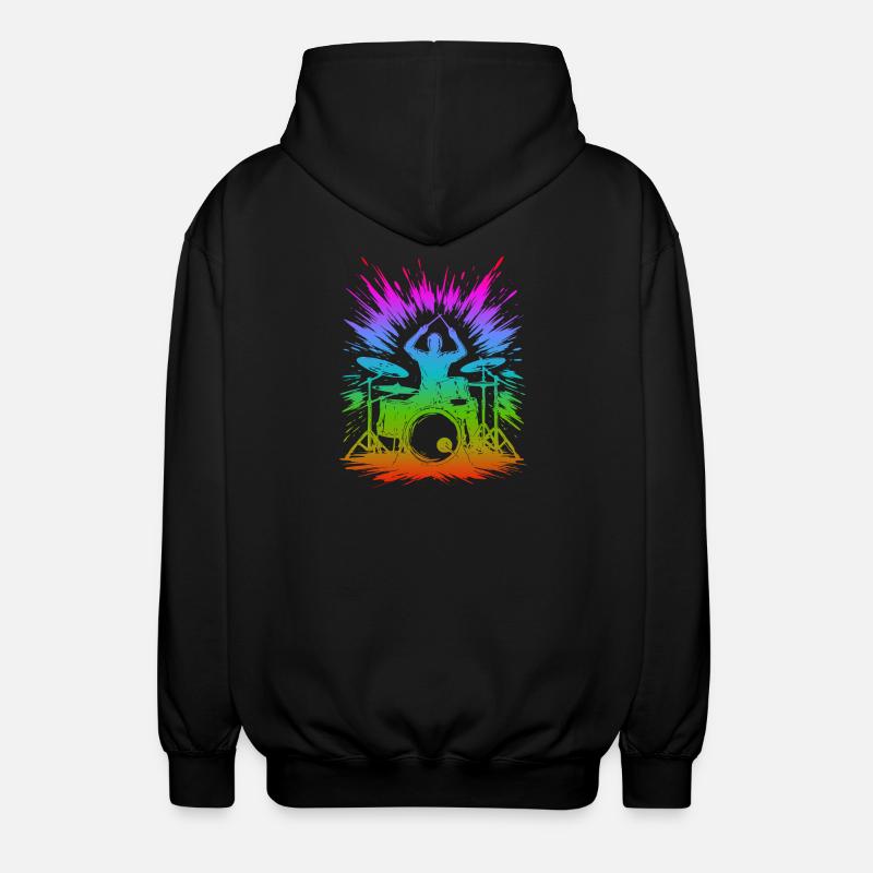 Rainbow Drum Splash - Unisex Hooded Jacket - black