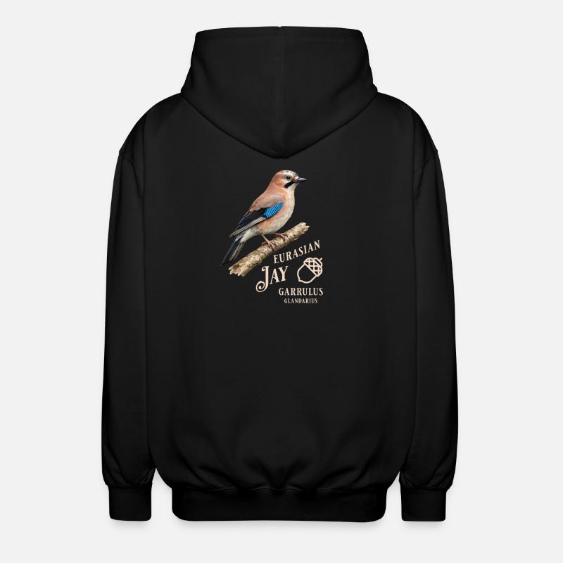 Eurasian Jay Eichelhäher Vogel Design - Unisex Kapuzenjacke - Schwarz