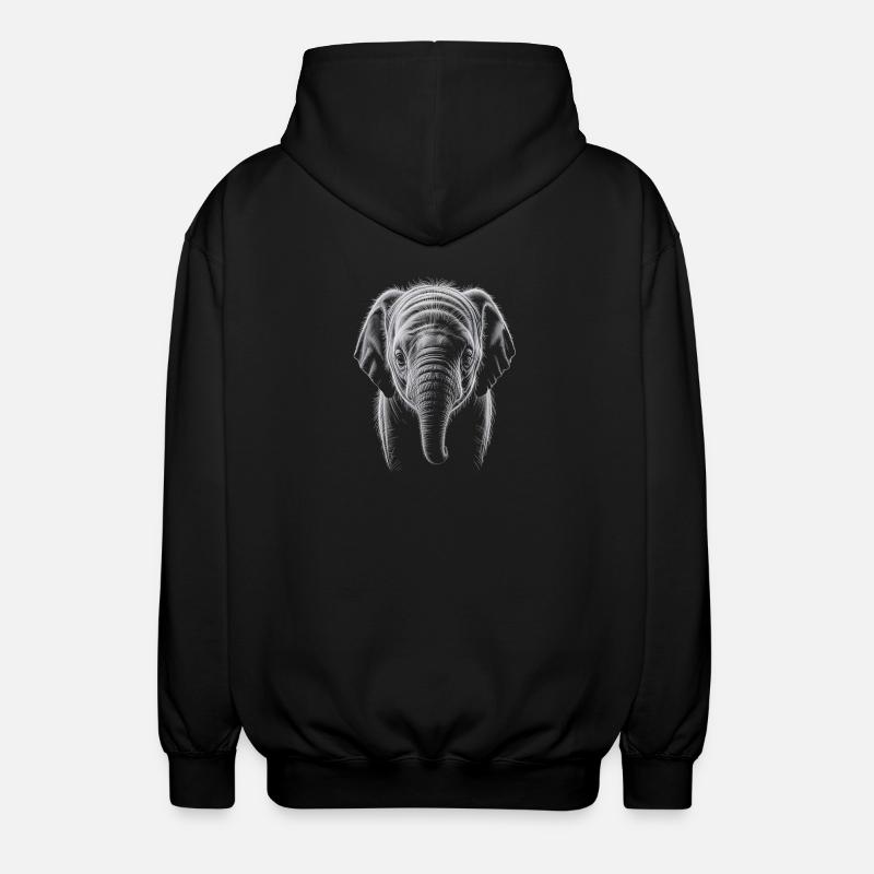 Elephant Head - Unisex Hooded Jacket - black