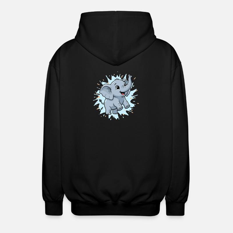 Cute elephant with paint splash - Unisex Hooded Jacket - black