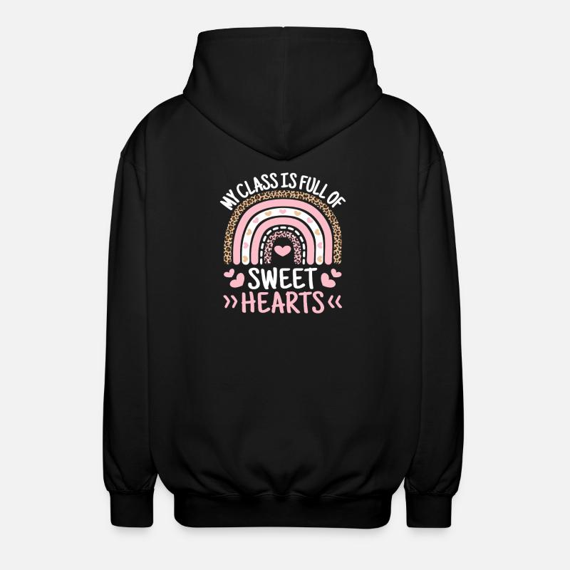 Sweet Hearts Rainbow Leopard Class - Unisex Hooded Jacket - black
