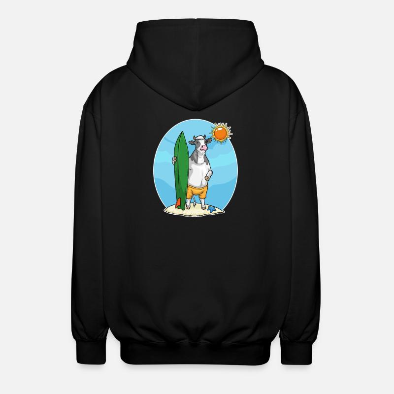 Kuh Strand Surfbrett Sommer - Unisex Kapuzenjacke - Schwarz