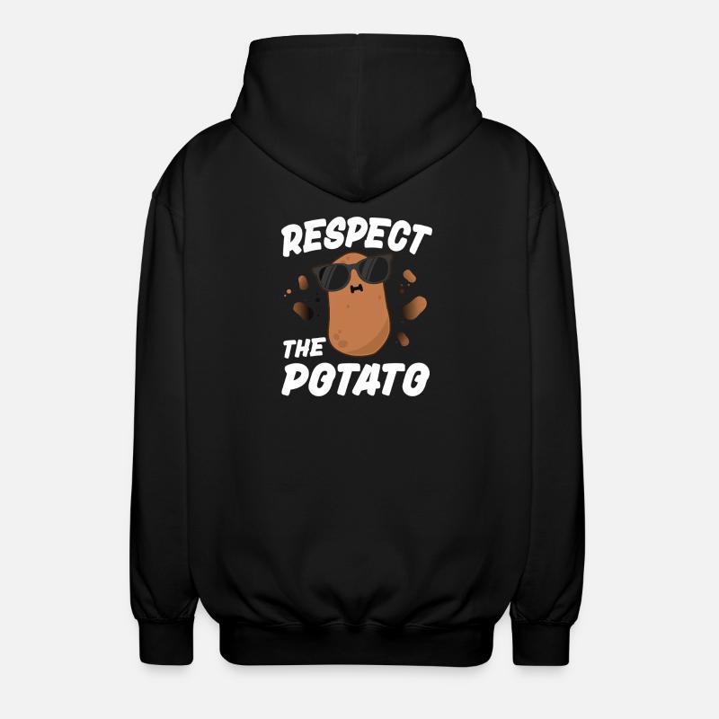 Respect the Potato - Unisex Hooded Jacket - black