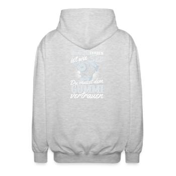 Motorrad Humor Sex Gummi Vertrauen - Unisex Kapuzenjacke - Hellgrau meliert - Hinten - AI Model Male 185 light (185cm)