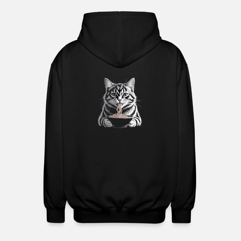 Katze isst Ramen - Unisex Kapuzenjacke - Schwarz