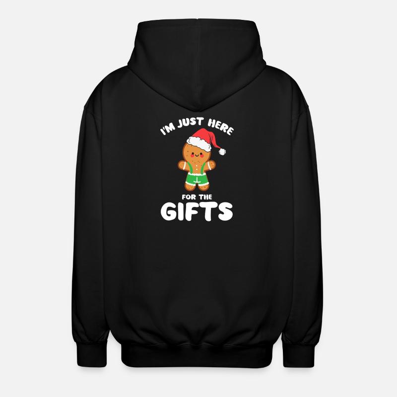 Gingerbread Santa Gift Tee - Unisex Hooded Jacket - black