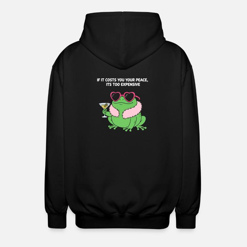 Peaceful Frog Martini - Unisex Hooded Jacket - black