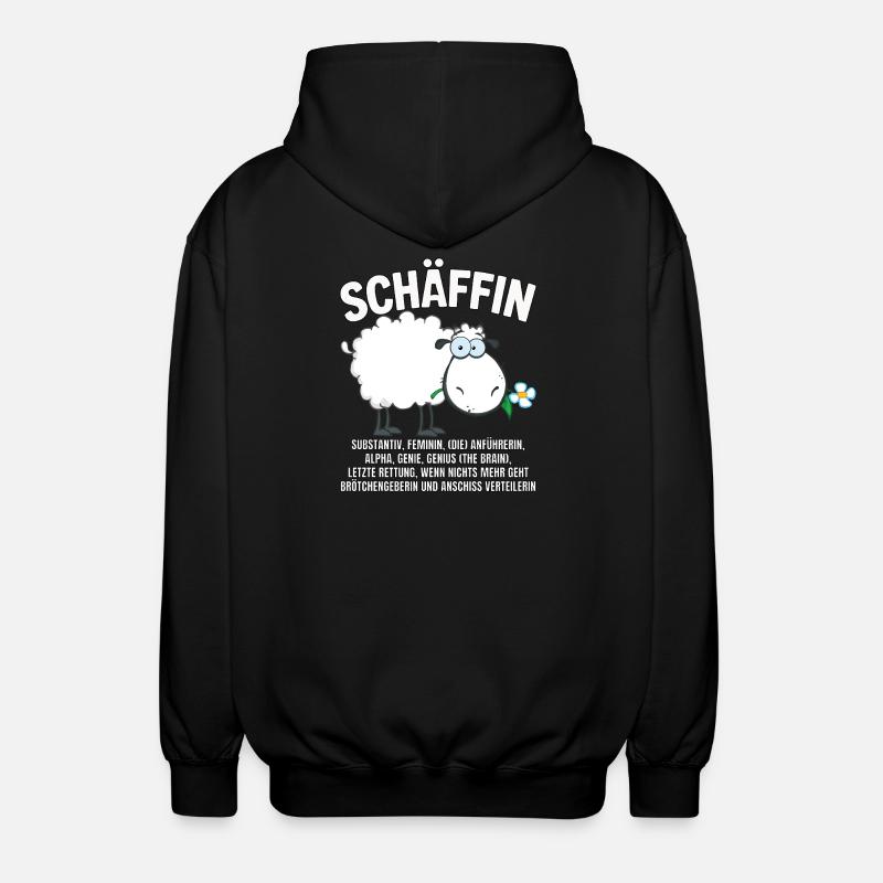 Schäffin - Alpha Schaf mit Sonnenbrille - Unisex Kapuzenjacke - Schwarz