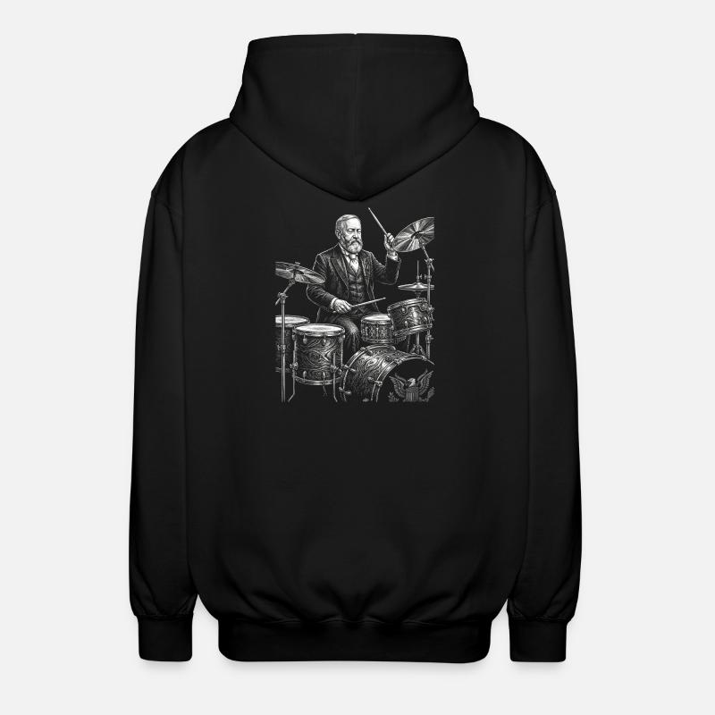 Benjamin Harrison spielt Schlagzeug - Unisex Kapuzenjacke - Schwarz