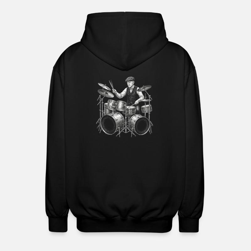 Calvin Coolidge plays drums - Unisex Hooded Jacket - black