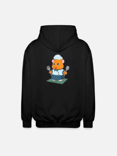 Hamster Cutlery Cooking Kitchen - Unisex Hooded Jacket - black