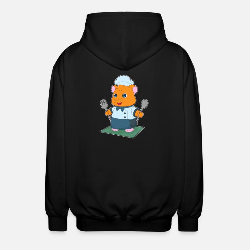 Hamster Besteck Kochen Küche - Unisex Kapuzenjacke - Schwarz