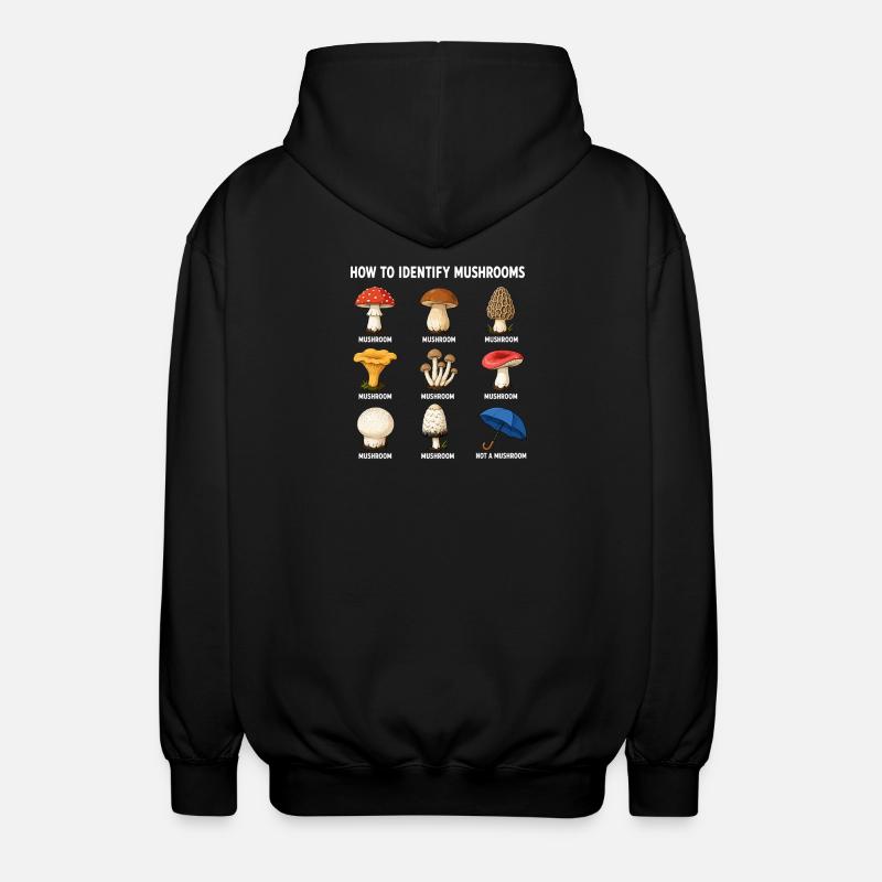 How to identify mushrooms funny - Unisex Hooded Jacket - black