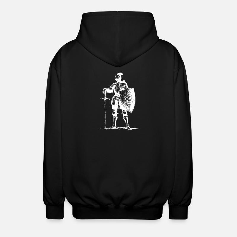 Knight in Armor with Shield - Unisex Hooded Jacket - black